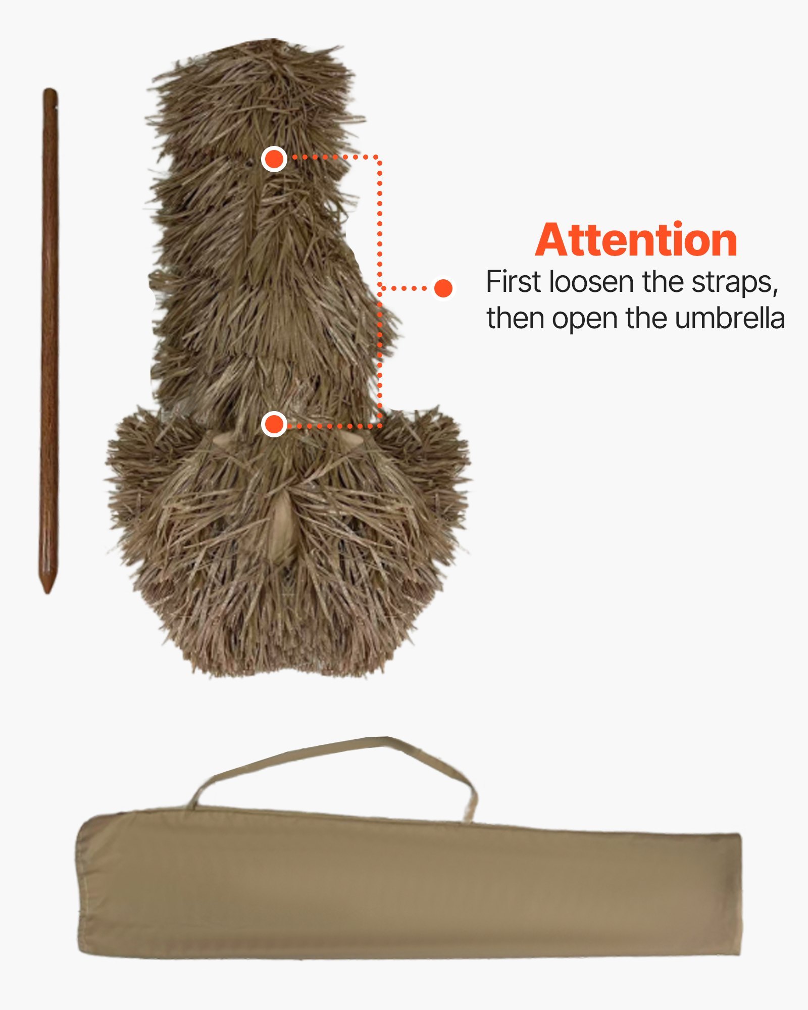 Tiki Umbrella Thatched Patio Umbrella 6.5 Ft Poolside Patio Beach Umbrella - Image 5