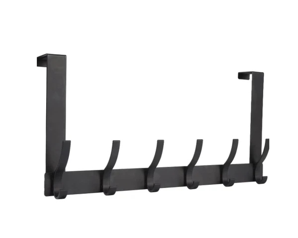 Door Hooks, Door Towel Rack, With 12 Hooks For Hanging Clothes, Coats, Towels, And Hats, 1 Piece, Black.