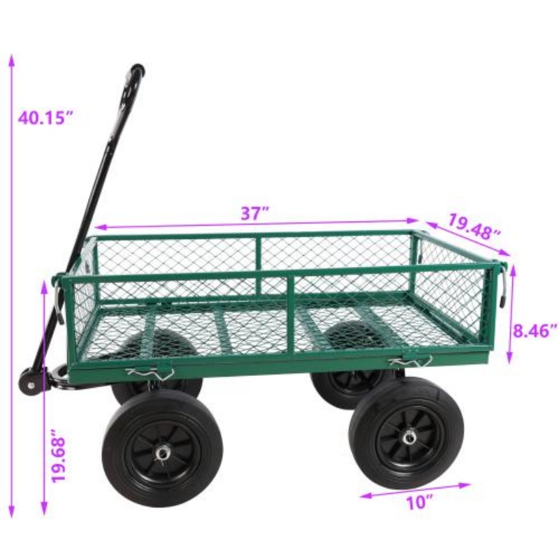 Solid Wheel Tool Trolley Garden Wood Cart - Image 10