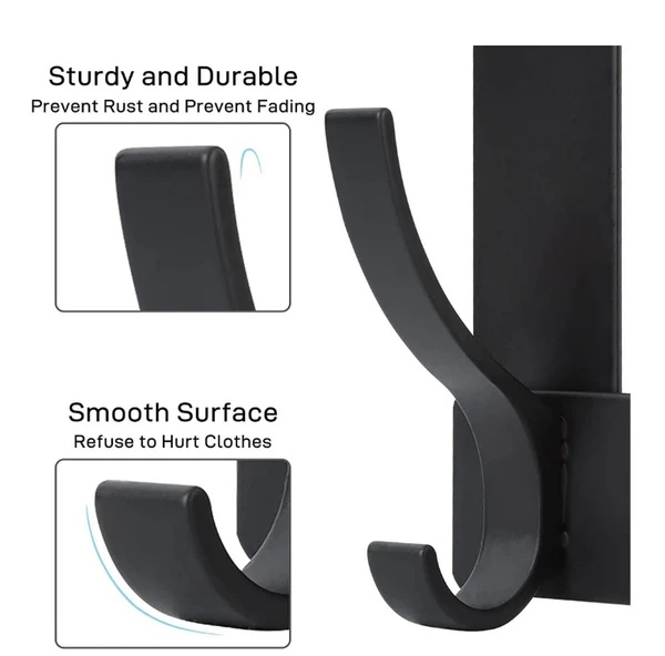 Door Hooks, Door Towel Rack, With 12 Hooks For Hanging Clothes, Coats, Towels, And Hats, 1 Piece, Black. - Image 3