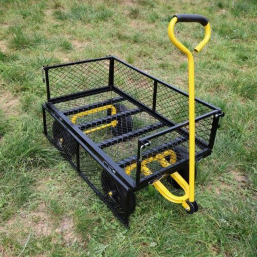 Solid Wheel Tool Trolley Garden Wood Cart