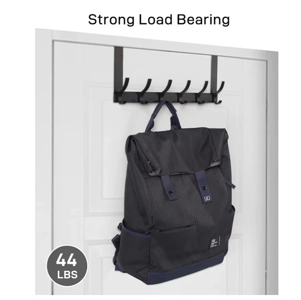 Door Hooks, Door Towel Rack, With 12 Hooks For Hanging Clothes, Coats, Towels, And Hats, 1 Piece, Black. - Image 2